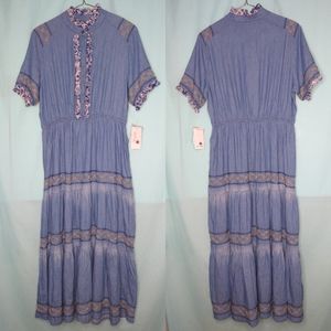 Red + Olive XL chambray Bohemian prairie dress